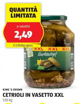 ALDI King's crown cetrioli in vasetto xxl offerta