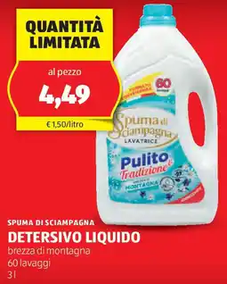 ALDI Spuma di sciampagna detersivo liquido offerta