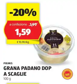 ALDI Primis grana padano dop a scaglie offerta