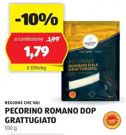 ALDI Regione che vai pecorino romano dop grattugiato offerta
