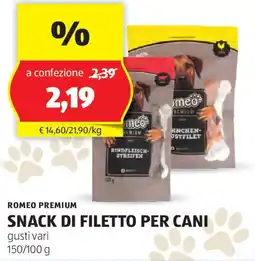 ALDI Romeo premium snack di filetto per cani offerta