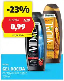 ALDI Vidal gel doccia energy/olio di argan offerta