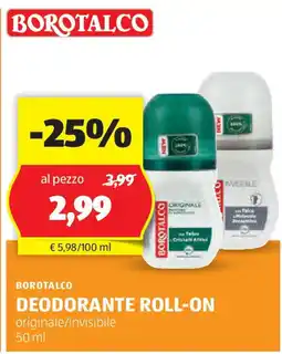 ALDI Borotalco deodorante roll-on offerta