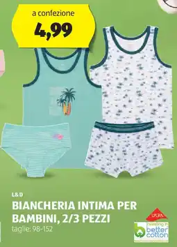 ALDI L&d biancheria intima per bambini, 2/3 pezzi offerta