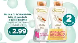 Acqua & Sapone SPUMA DI SCIAMPAGNA latte di mandorla e burro di karitè bagnodoccia crema offerta