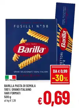 A&O Barilla pasta di semola 100% grano italiano vari formati offerta