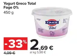 Carrefour Fage Yogurt Greco Total 0% offerta