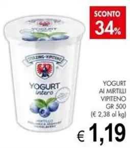 PrestoFresco Vipiteno yogurt ai mirtilli offerta