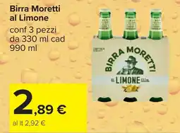 Carrefour Birra Moretti al Limone offerta