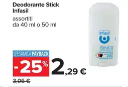 Carrefour Infasil Deodorante Stick offerta