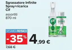 Carrefour Cif Sgrassatore Infinite Spray+ricarica offerta