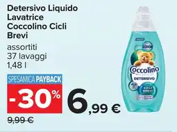 Carrefour Detersivo Liquido Lavatrice Coccolino Cicli Brevi offerta
