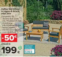 Carrefour Coffee Set 4 Pezzi in Legno di Acacia mod Java offerta