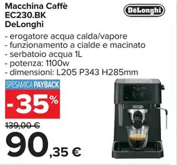 Carrefour Macchina Caffè EC230.BK DeLonghi offerta
