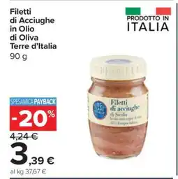 Carrefour Filetti di Acciughe in Olio di Oliva Terre d’Italia offerta