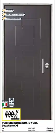 Tecnomat Portoncino blindato york L90xH210 CM offerta