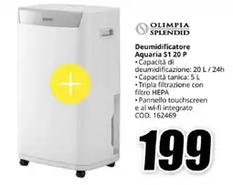 MediaWorld OLIMPIA SPLENDID Deumidificatore Aquaria S1 20 P offerta
