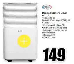 MediaWorld argo Deumidificatore Lilium Art 11 offerta