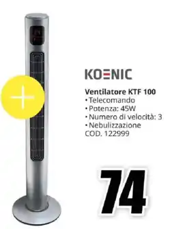 MediaWorld KOENIC Ventilatore KTF 100 offerta