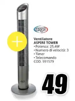 MediaWorld argo Ventilatore ASPIRE TOWER offerta