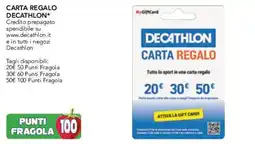 Esselunga Carta regalo decathlon offerta