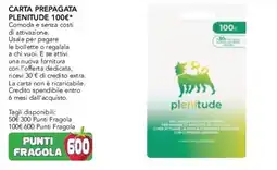 Esselunga Carta prepagata plenitude 100€ offerta