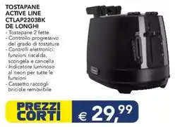 Esselunga TOSTAPANE ACTIVE LINE CTLAP2203BK DE LONGHI offerta