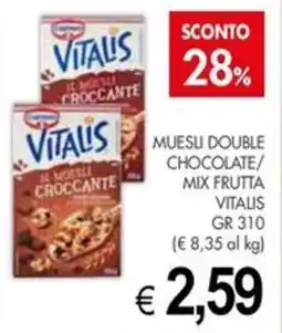 PrestoFresco Vitalis muesli double chocolate/ mix frutta offerta