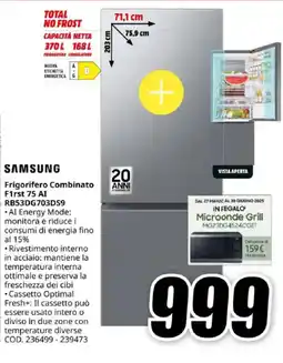 MediaWorld SAMSUNG Frigorifero Combinato F1rst 75 AI RB53DG703DS9 offerta