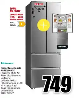 MediaWorld Hisense Frigorifero 3 porte RF632N4BCE offerta