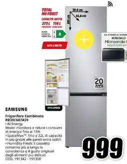 MediaWorld SAMSUNG Frigorifero Combinato RB38C607AS9 offerta