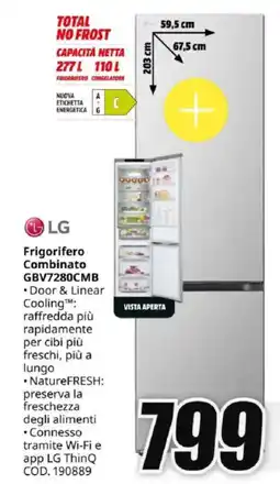 MediaWorld LG Frigorifero Combinato GBV7280CMB offerta