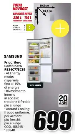 MediaWorld SAMSUNG Frigorifero Combinato RB34C775CS9 offerta