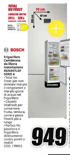 MediaWorld BOSCH Frigorifero Combinato da libera installazione KGN497LDF SERIE 4 offerta