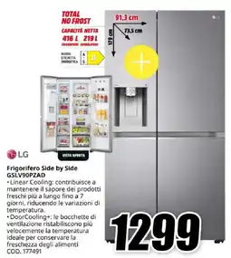 MediaWorld LG Frigorifero Side by Side GSLV90PZAD offerta