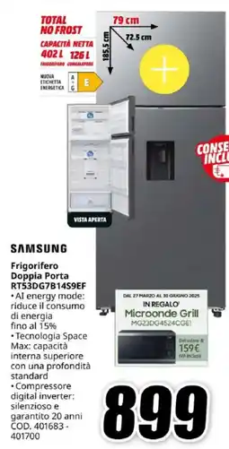 MediaWorld SAMSUNG Frigorifero Doppia Porta RT53DG7B14S9EF offerta