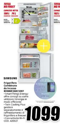 MediaWorld SAMSUNG Frigorifero Combinato da incasso BRB80F26BCSOEF offerta