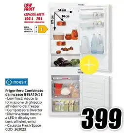 MediaWorld INDESIT Frigorifero Combinato da incasso B18A1D/I E offerta