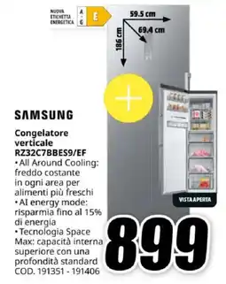 MediaWorld SAMSUNG Congelatore verticale RZ32C7BBES9/EF offerta