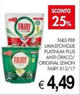 PrestoFresco Fairy tabs per lavastoviglie platinum plus anti-opaco/ original lemon x12/17 offerta