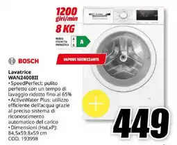 MediaWorld BOSCH Lavatrice WAN24008II offerta
