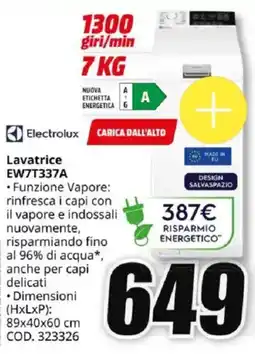MediaWorld Electrolux Lavatrice EW7T337A offerta