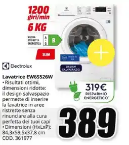 MediaWorld Electrolux Lavatrice EW6S526W offerta
