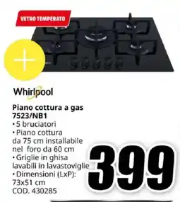 MediaWorld Whirlpool Piano cottura a gas 7523/NB1 offerta