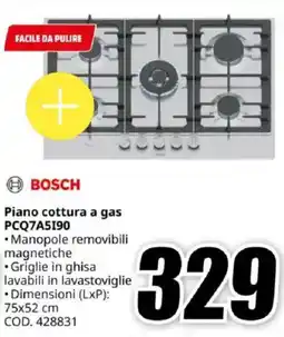 MediaWorld BOSCH Piano cottura a gas PCQ7A5190 offerta