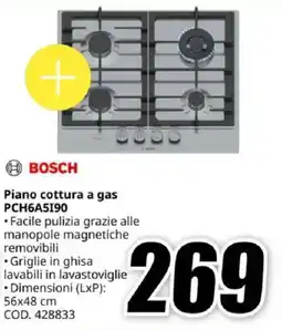 MediaWorld BOSCH Piano cottura a gas PCH6A5190 offerta