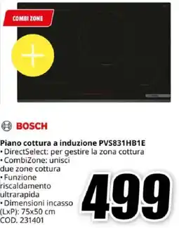 MediaWorld BOSCH Piano cottura a induzione PVS831HB1E offerta