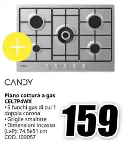 MediaWorld CANDY Piano cottura a gas CEL7P4WX offerta