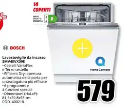 MediaWorld BOSCH Lavastoviglie da incasso SMV4EVX09E offerta