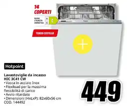 MediaWorld Hotpoint Lavastoviglie da incasso HIC 3C41 CW offerta